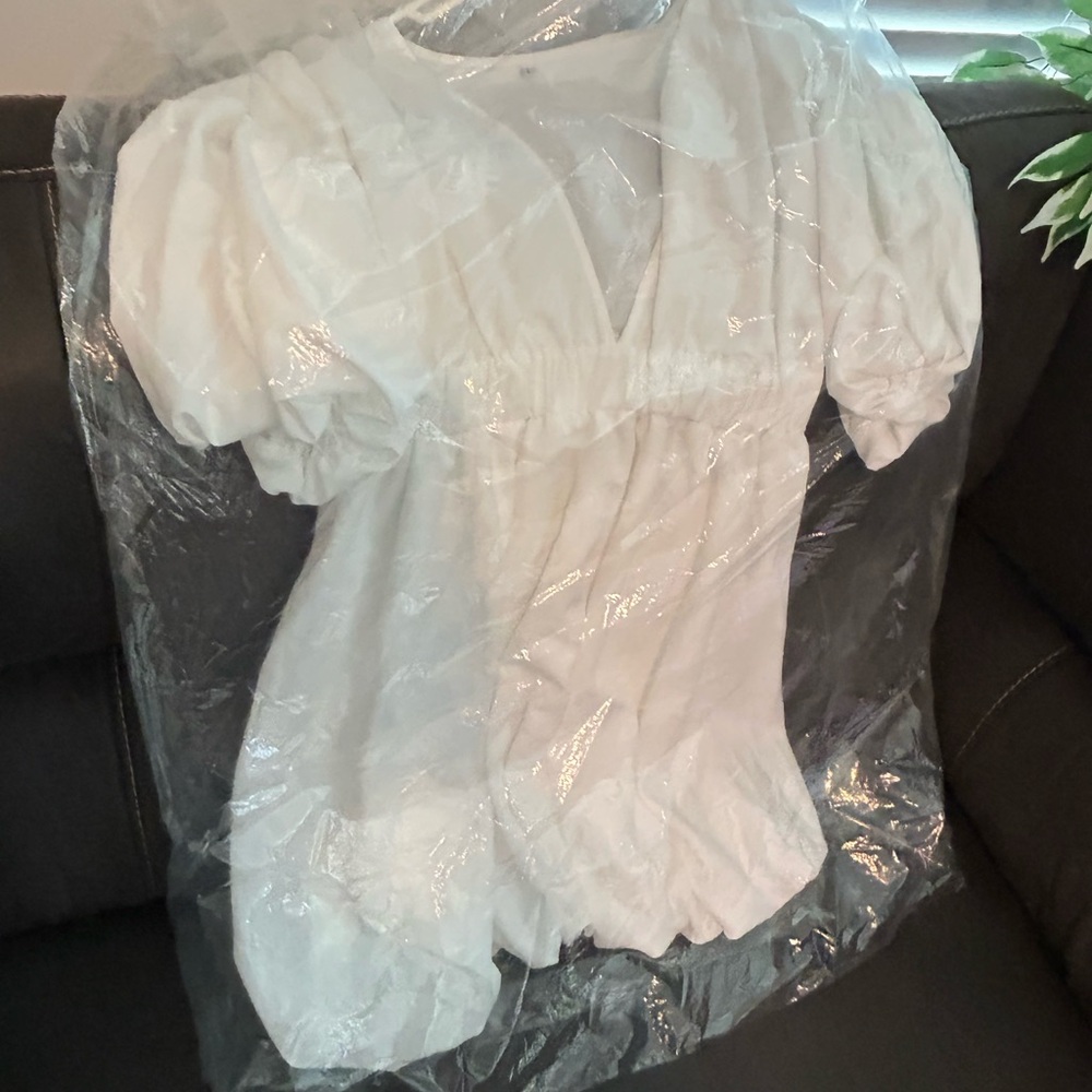 White Puff Sleeve Dress